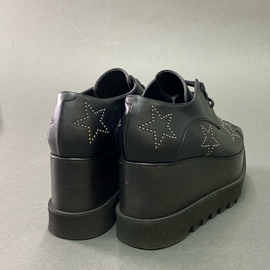 5e10 STELLA McCARTNEY ステラマッカートニー ELYSE エリスシューズ プラットフォーム 厚底シューズ スタースタッズ サイズ38 ブラック レザー レディース