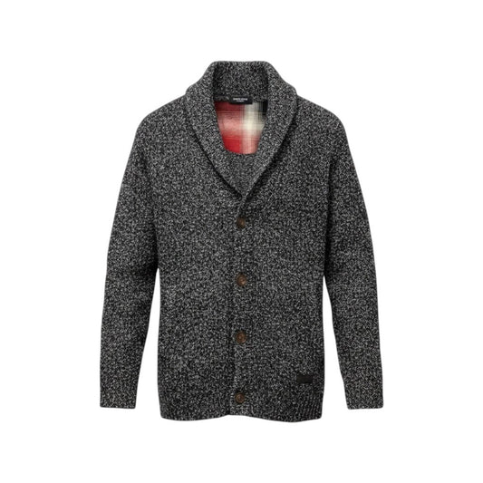 9f17【美品】 BLACK LABEL CRESTBRIDGE ブラックレーベルクレストブリッジ ショールカラー ニットカーディガン ミックスニット サイズＭ ブラック ホワイト メンズ 紳士服u02t