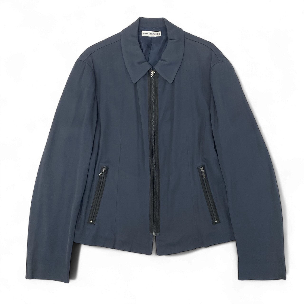 79k21 ISSEY MIYAKE MEN イッセイミヤケ ギャバジン フルジップ ジャケット 伸縮ストレッチ メンズ 紳士服 ネイビーu02t