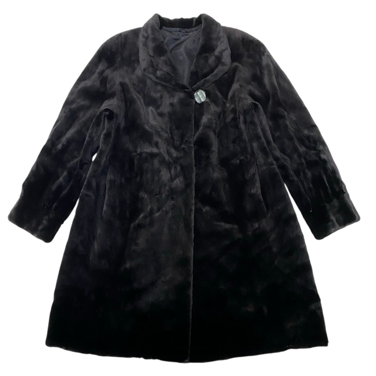 76i24 シェアードミンク ロングコート サイズF ブラック 本毛皮 Shared Mink Fur Long Coat リアルファーt18r