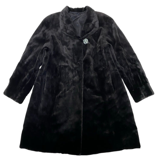 76i24 シェアードミンク ロングコート サイズF ブラック 本毛皮 Shared Mink Fur Long Coat リアルファーt18r