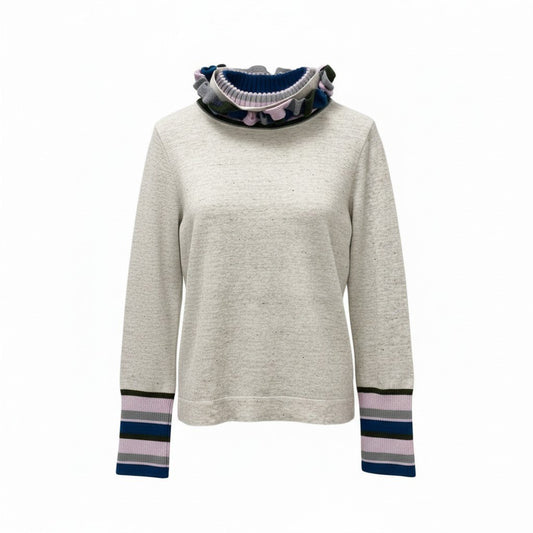 74c13 《新品タグ付き》 i+mu センソユニコ ネックデザイン コットンニット セーター 40 グレー レディースu02t