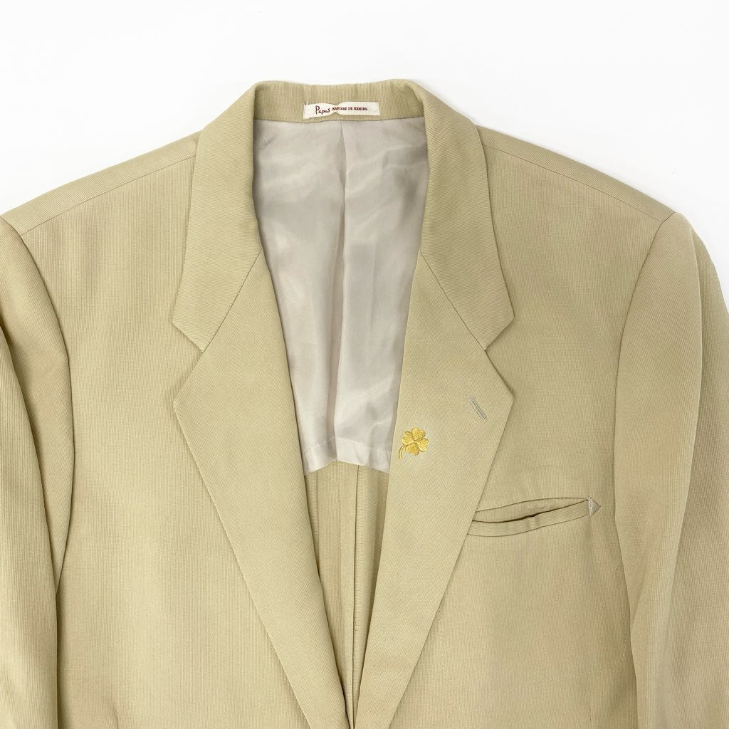 40l25 Papas パパス テーラードジャケット サマージャケット M ベージュ シルク100 メンズu02t