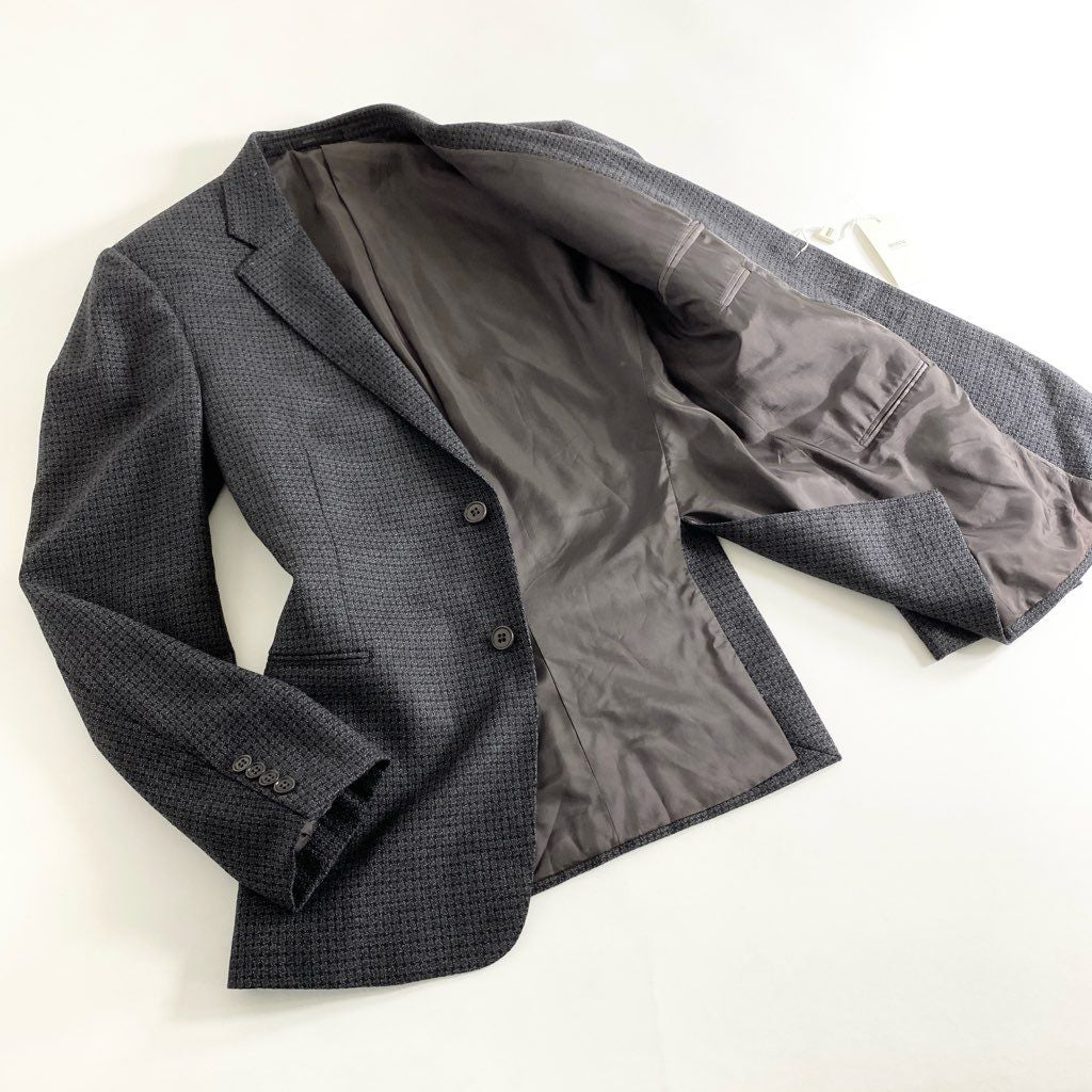 31d27 《新品タグ付き》 ARMANI COLLEZIONI アルマーニコレッツォーニ テーラードジャケット ブレザー 総柄 サイズ52 グレー メンズ 紳士服