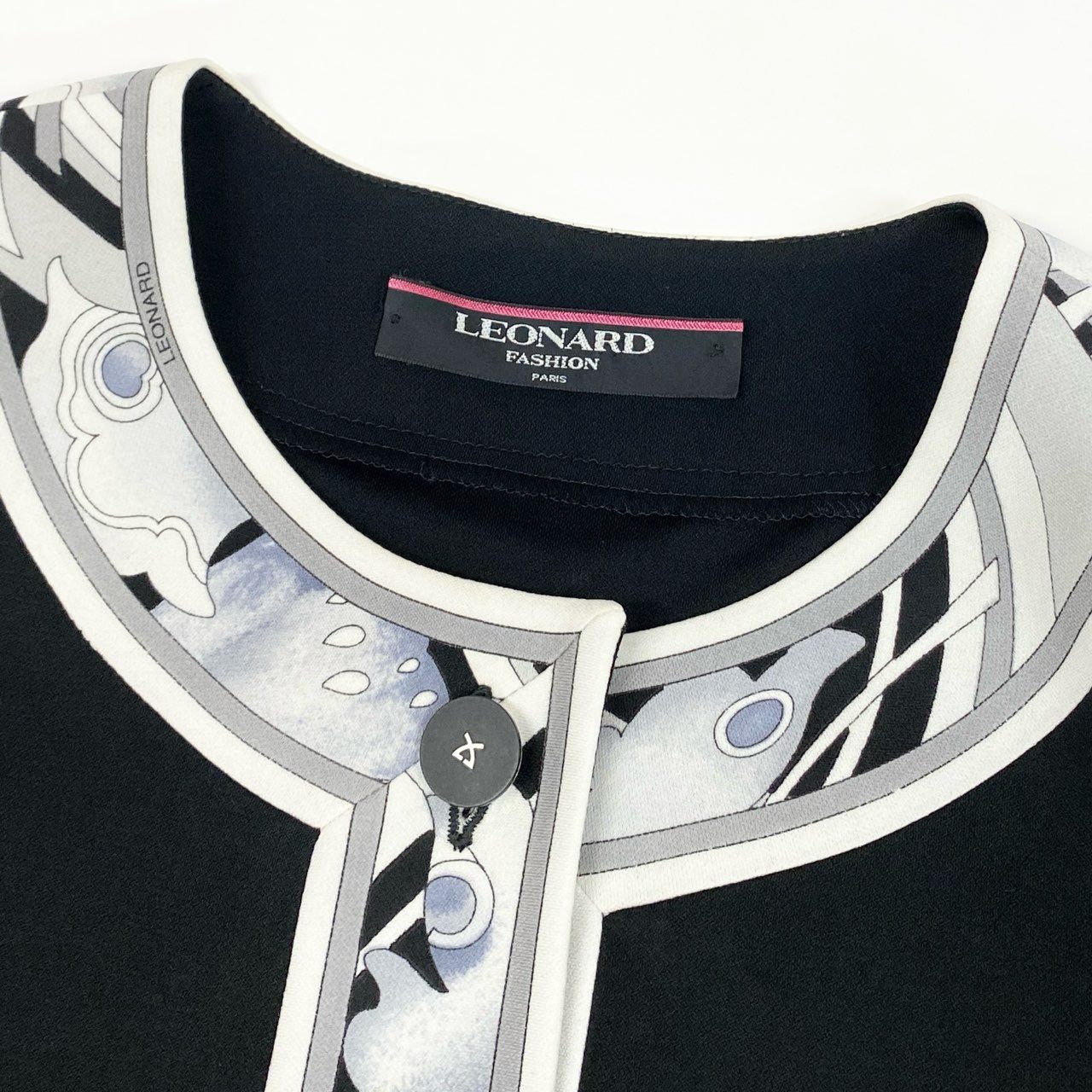 2k19 LEONARD レオナール カーディガン カンカン素材 羽織り トップス ストレッチ 0199560 Mサイズ ブラック レディースu02t