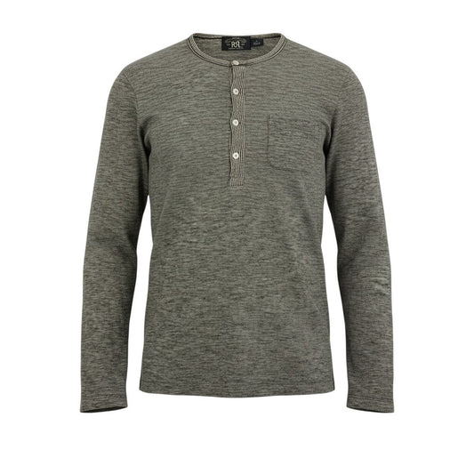 59b22 RRL ダブルアールエル ヘンリーネック カットソー 長袖Tシャツ メンズ 紳士服 サイズM グレー系 コットン100％u02t
