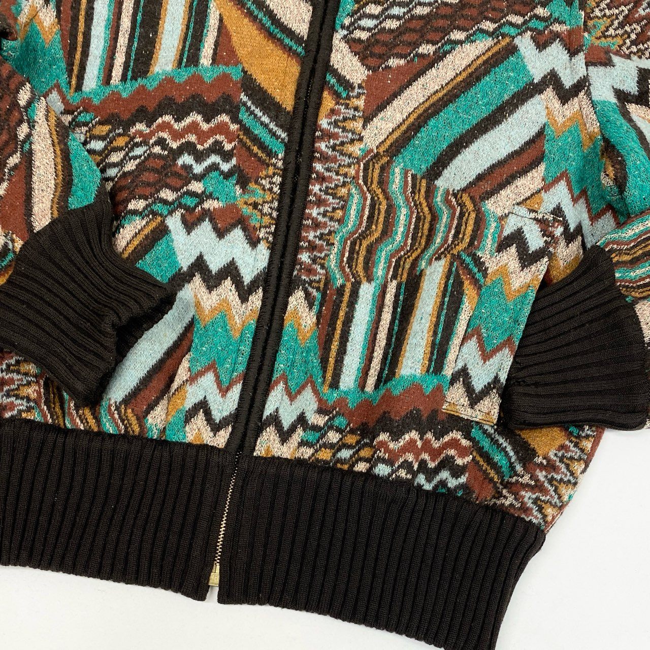 7L5 MISSONI ミッソーニ ニットジャケット ニットブルゾン 50周年モデル イタリア製 Sサイズ相当 マルチカラー メンズu02t