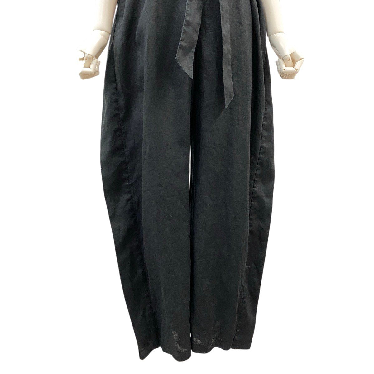 26g11 【美品】 HYKE ハイク 23ss LINEN JUMPSUIT ジャンプスーツ フレンチスリーブ オールインワン 231-16166 サイズ1 ブラック 麻100％ レディースu02t