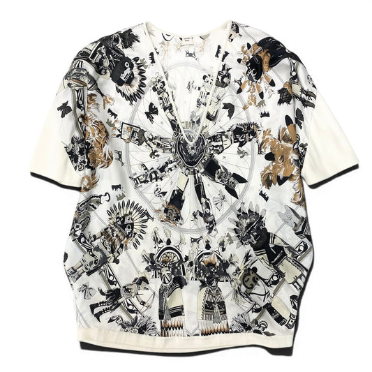 Id27 HERMES エルメス ゴルチエ期 カチナ ツイルレーヌトップ Gaultier Kachinas Twillaine Top サイズ42 ホワイトt18r