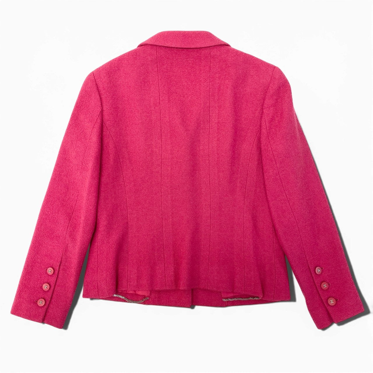 Ca28 CHANEL シャネル 1996年 ツイードジャケット ココマークボタン P06647 サイズ38 ピンク VINTAGEu02t