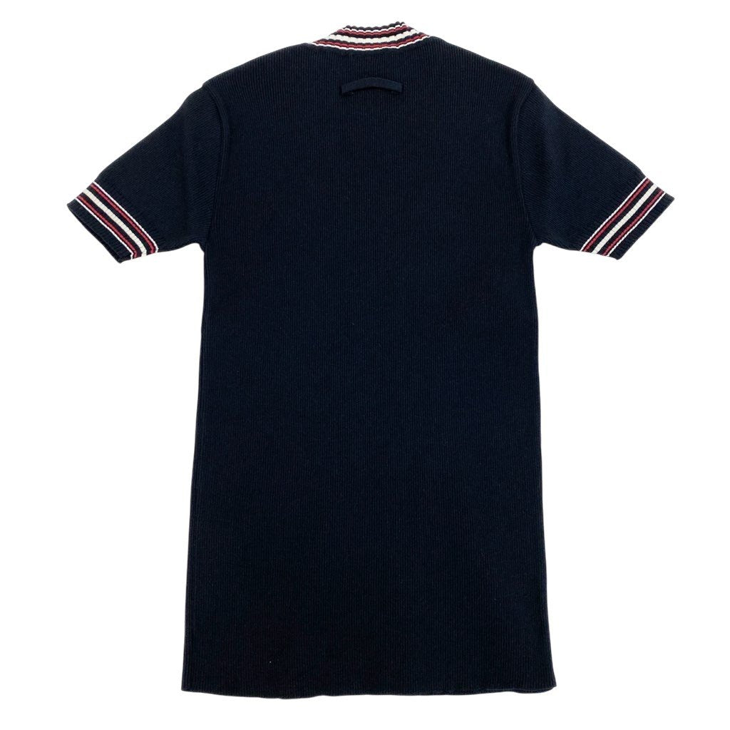 13l27【美品】JEANPAUL GAULTIER CLASSIQUE ジャンポールゴルチエ クラシック 半袖リブニット カットソー チビT ニットセーター 日本製 48サイズ ブラック ナイロン100％ レディースk02i