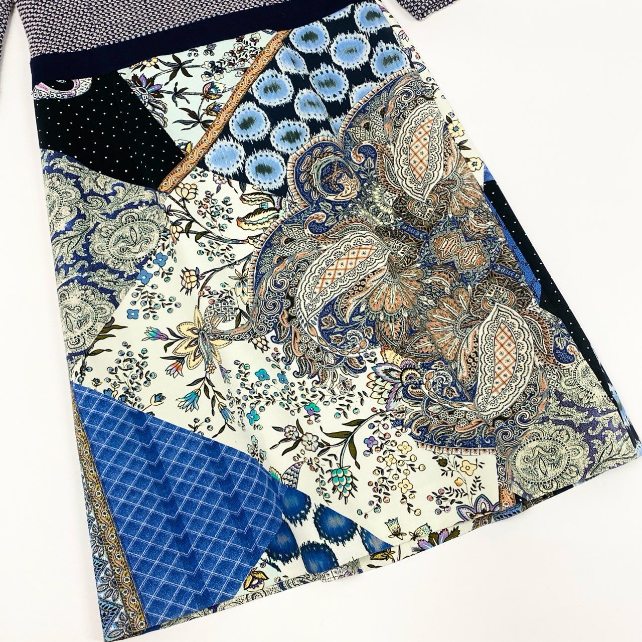 64g18 《美品》 ETRO エトロ クレイジーパターン ハーフデザインワンピース 42 マルチカラー ドレス イタリア製