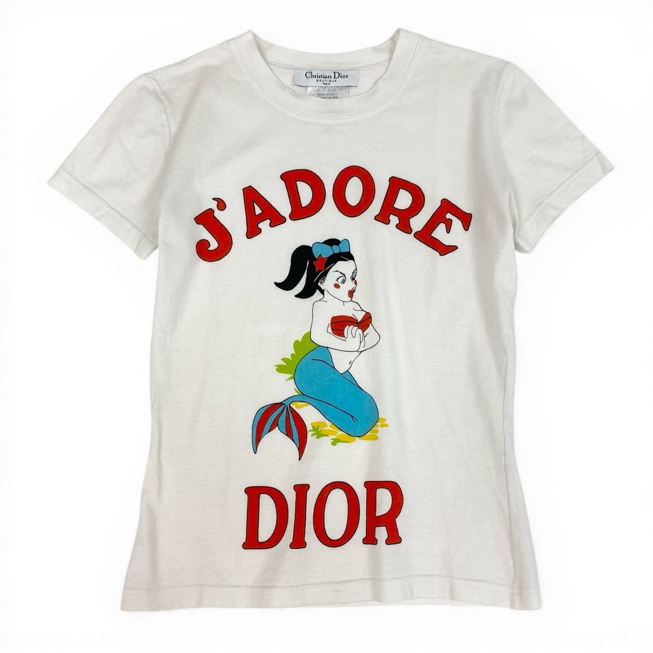 d7 Christian Dior クリスチャンディオール 2002 ガリアーノ期 半袖カットソー Tシャツ トップス 2A12155028 38 ホワイト コットン レディースta2