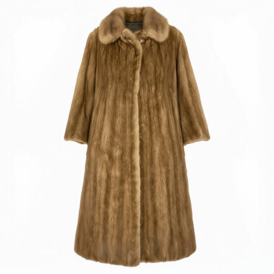 73a21 パステルミンク 丈110cm 超ロングコート サイズF 茶系 本毛皮 Mink Fur Super Long Coatt18r