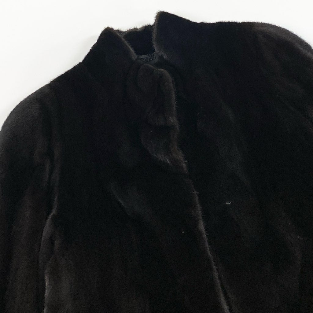 10L15 BLACKGLAMA ブラックグラマ 最高級毛皮 マホガニーミンク ロングコート サイズF ブラック MINK FUR ポケット有t18r