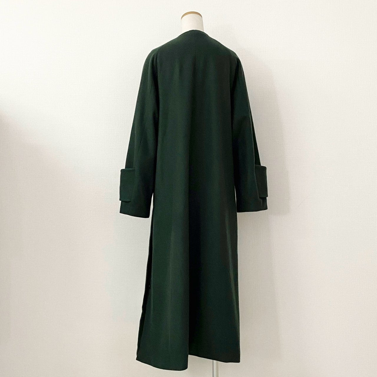 64i11 UN3D アンスリード サイドスリット カラーレスウールコート 38 グリーン Wool Coat ノーカラー