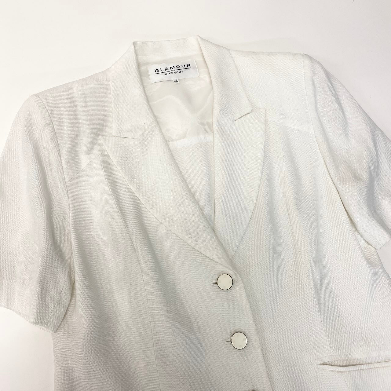 10c29 GLAMOUR GIVENCHY グラマー ジバンシー 半袖テーラードジャケット ブレザー アウター 44サイズ ホワイト レーヨン100％ レディース 女性用o07t
