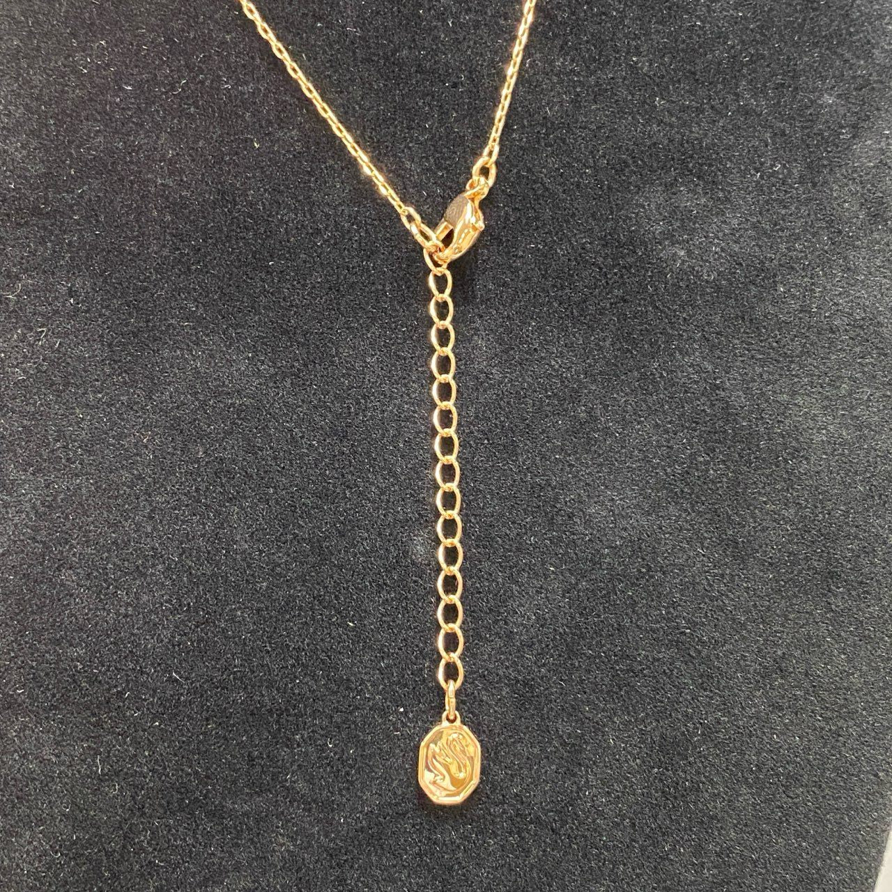 f4 《2点セット》 SWAROVSKI スワロフスキー リーフモチーフ ネックレス ピアス ピンクゴールド パールビーズ ラインストーン 箱付き アクセサリー ジュエリー