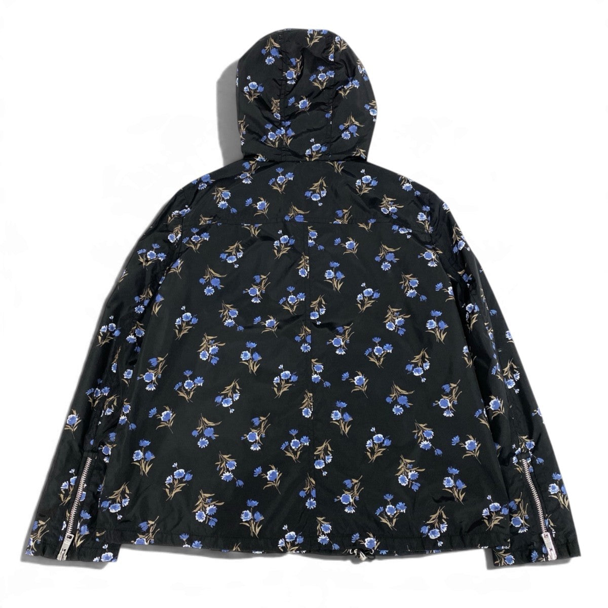Ej15 【美品】 PRADA プラダ 三角ロゴ 花柄 ナイロンジャケット パーカー 29Z597 サイズ36 ブラック ナイロン100％ レディースo07t