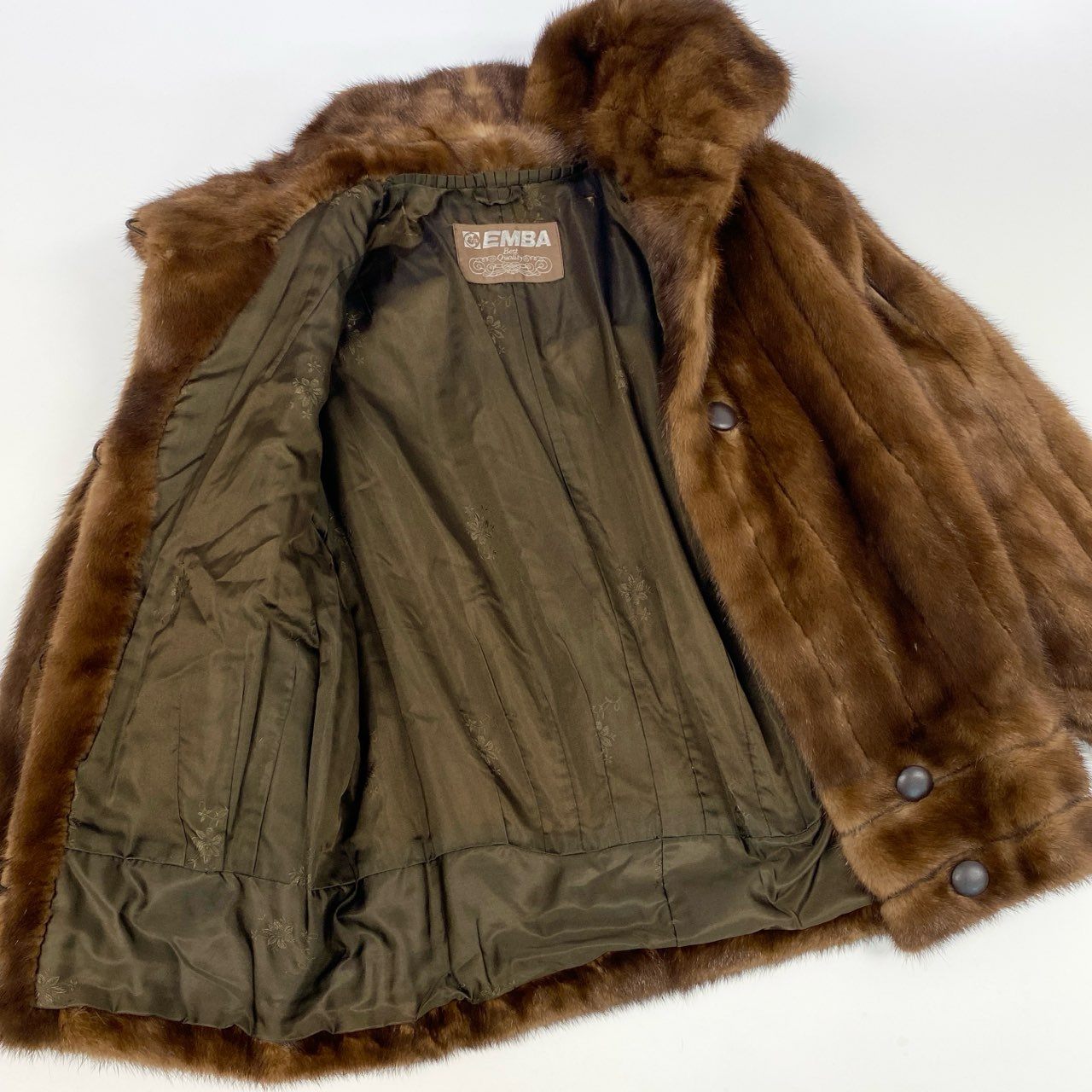 23l1 EMBA エンバ スカンブラウンミンク レアデザイン コート 11号 ブラウン 本毛皮 デミバフ ジャケット MINK FUR リアルファーt18r