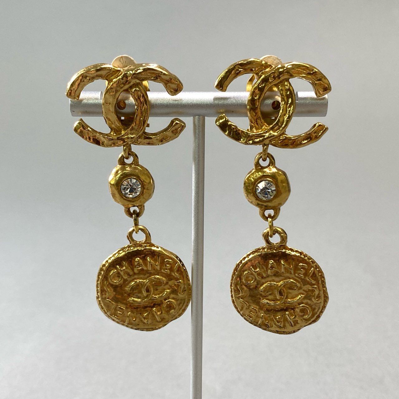 j15 CHANEL シャネル Vintage CC Gold Earring ヴィンテージ イヤリング ゴールド ココマーク Accessory 箱付きt18r