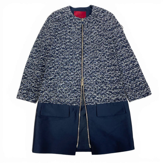 4a4 Moncler LAURINE GIACCONE モンクレール ローリン tweed coat ツイードコート アウター ダブルジップ size 0 レディース 女性用k02i