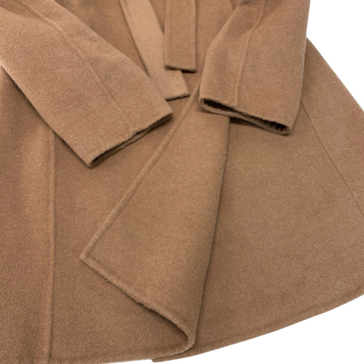 86g15 Max Mara STUDIO マックスマーラ ステュディオ ロング ガウンコート ベルト付 ウール/カシミヤ混 サイズL キャメル レディースu02t