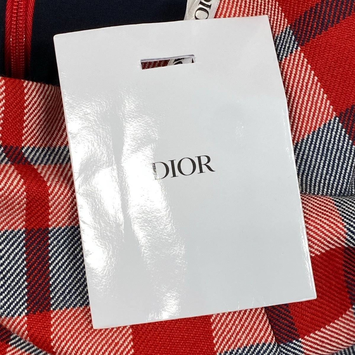 j9 【新品保管品】Christian Dior CHECK’N’DIOR フレアロングスカート チェック柄 44サイズ レッド系 シルク100％ レディース 女性用k02i