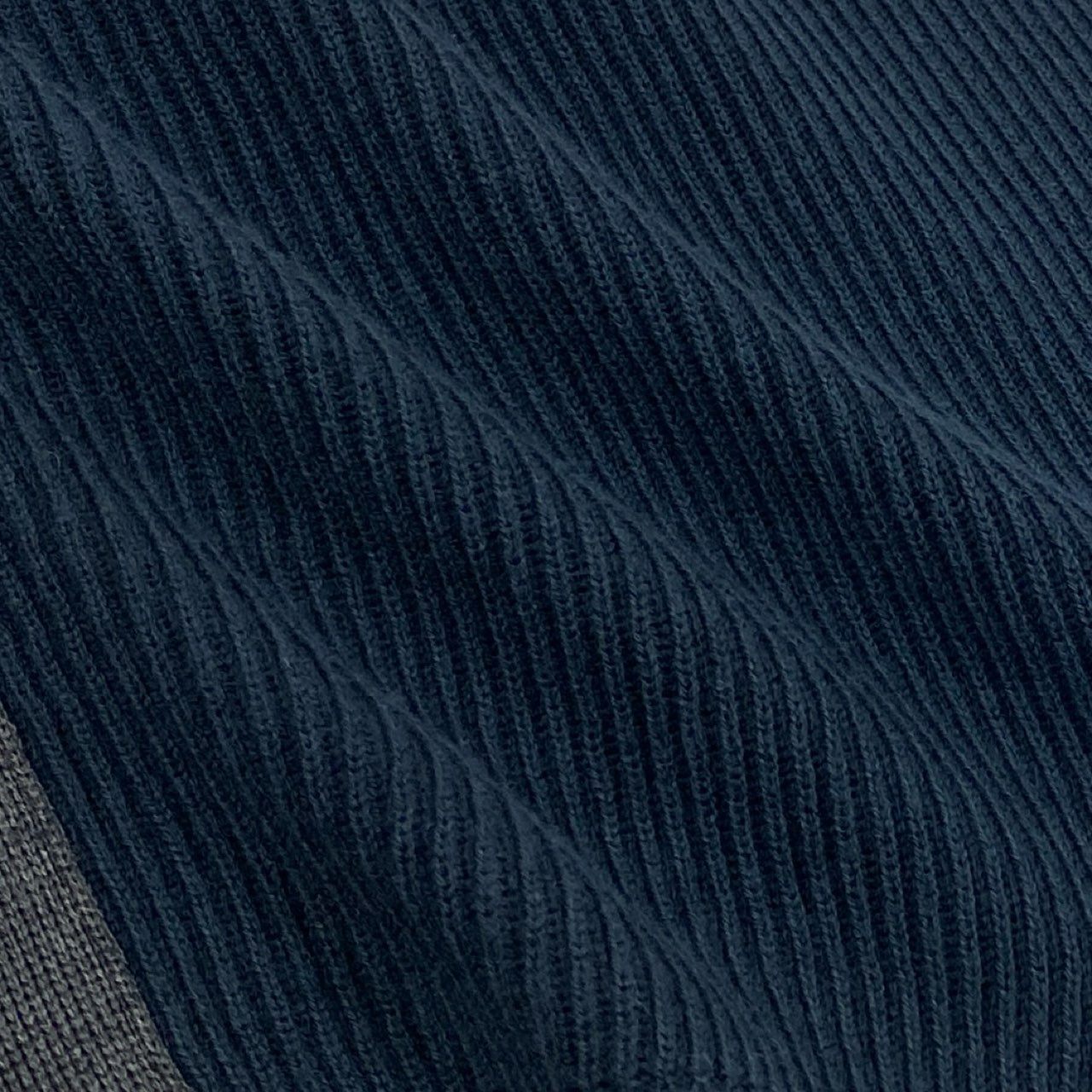 37L23 HERMES エルメス リブニットワンピース ハイネック ロングスリーブ ハーフボタン イタリア製 40サイズ ネイビー系 レディース 女性用o07t