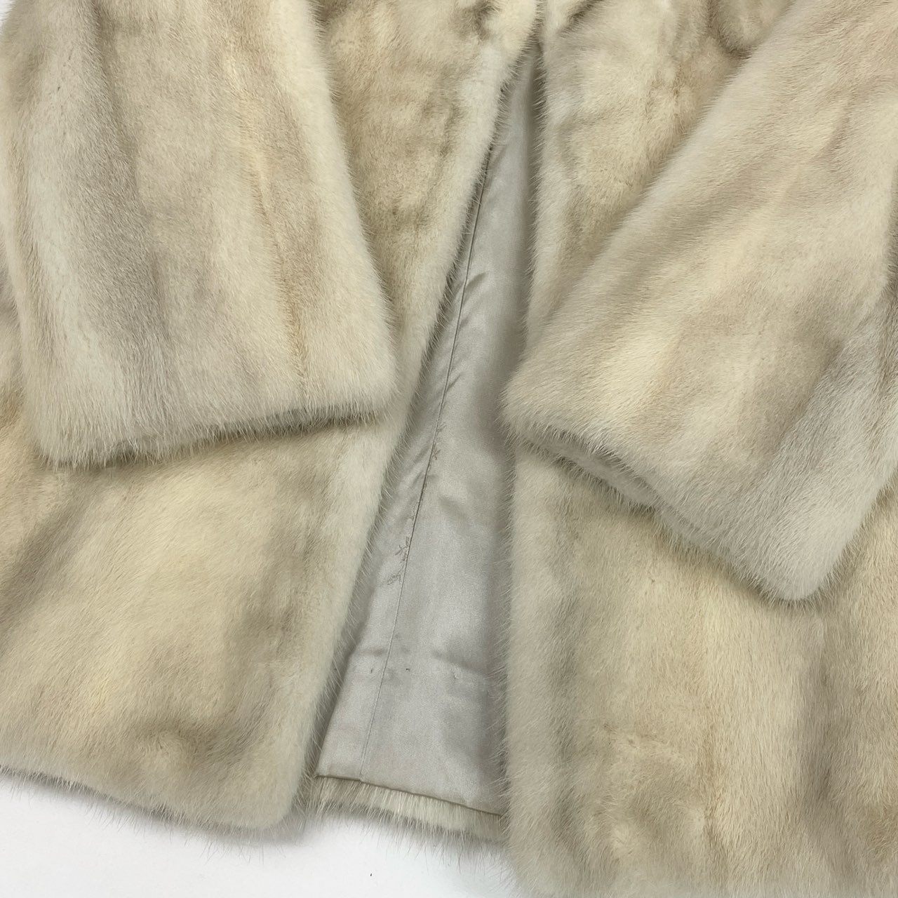 33l14 GINZA AZUMA パールミンク ファーコート サイズ11号 ホワイト 本毛皮 PEARL MINK FUR ポケット有t18r