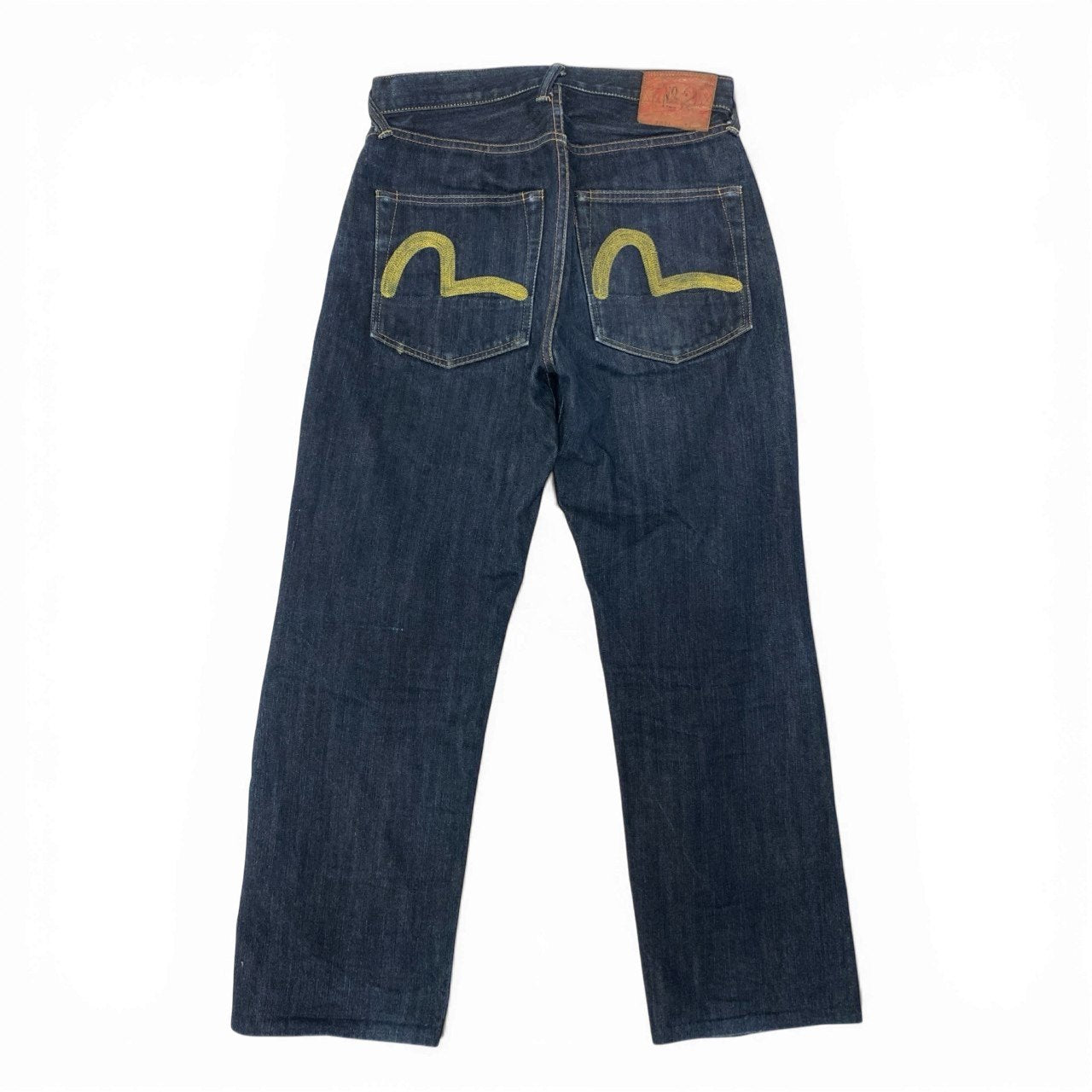 58c5 EVISU エヴィス No2 カモメ デニムパンツ サイズ32 インディゴ イエロー ジーンズ DENIM PANTSt18r