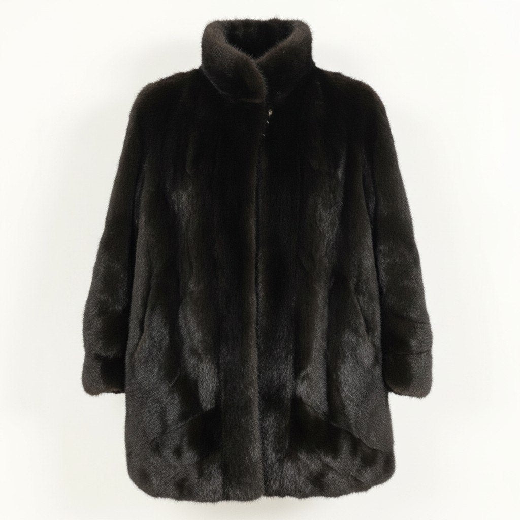 25g8 CANADA Majestic Mink 裾フレア × 袖段 マホガニーミンク ファーコート サイズF ブラウン 最高級本毛皮 Mink Fur Coatt18r