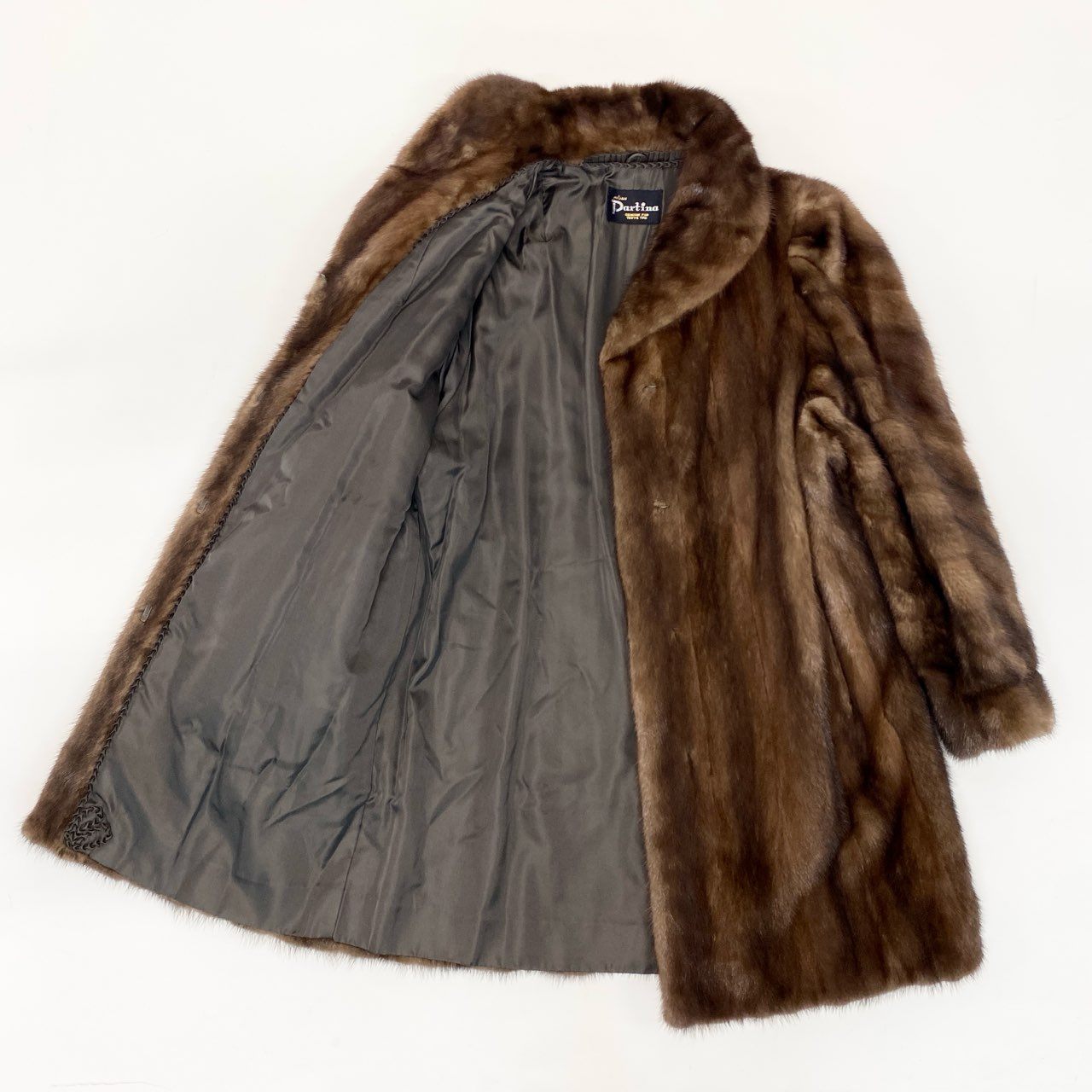 11j6 Partina パルティナ デミバフミンク ファーコート セミロング 11 M相当 ブラウン 本毛皮 MINK FUR 最高級毛皮t18r