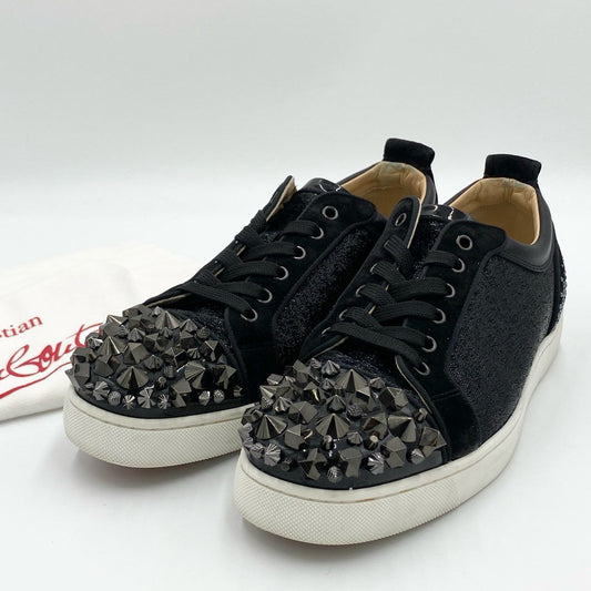 1h20 Christian Louboutin クリスチャンルブタン ルイスジュニア ストラス スパイク スニーカー シューズ スタッズ ラインストーン サイズ42 ブラック メンズ 紳士靴k02i