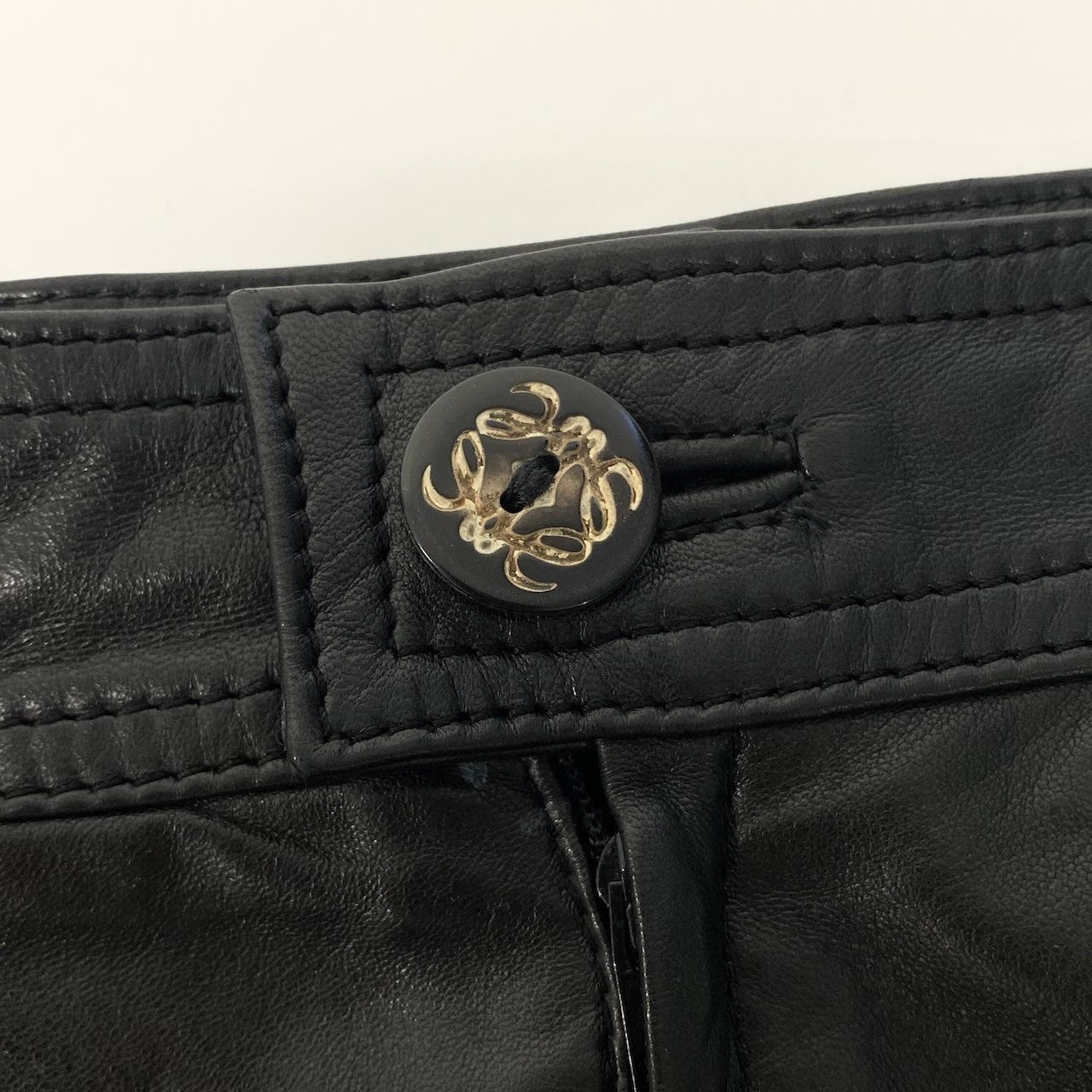 7d24 LOEWE ロエベ レザースカート ひざ丈スカート フラワーモチーフ 花柄 サイズ38 ブラック レディース 女性服u02t