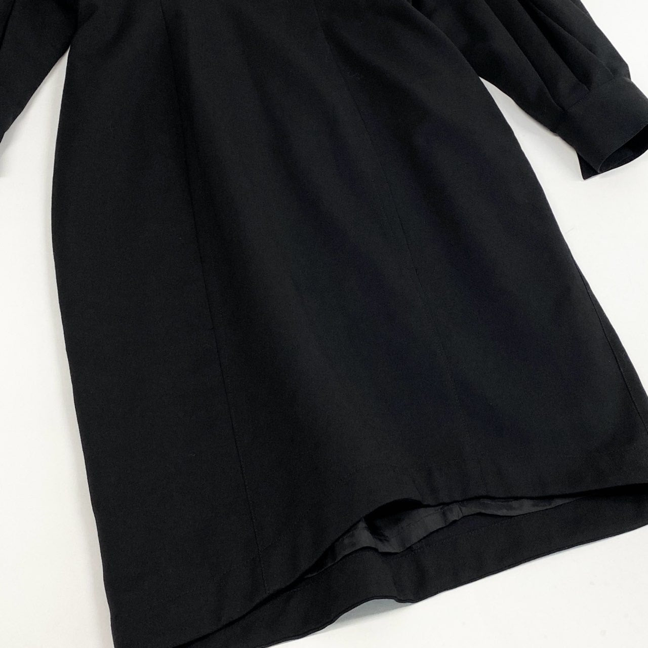 1L12 Thierry Mugler ティエリーミュ－グレー vintage 変形ワンピース タックプリーツ ロングワンピース 長袖 9 ブラック ウール レディース 女性用u02t