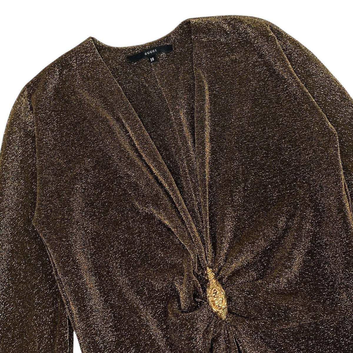 Ei18 【美品】GUCCI 2000年 トムフォード期 メタリック・ルレックス・ミニドレス 38サイズ ゴールド ブラック レディース 女性用u02t