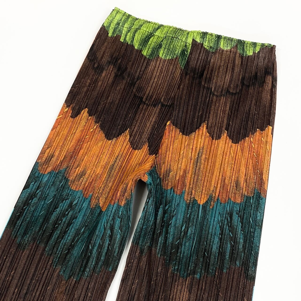 e1 【美品】PLEATS PLEASE 2003 ピーコックパンツ プリーツパンツ PP33-JF711 2サイズ マルチカラー ポリエステル100％ レディース 女性用ta1