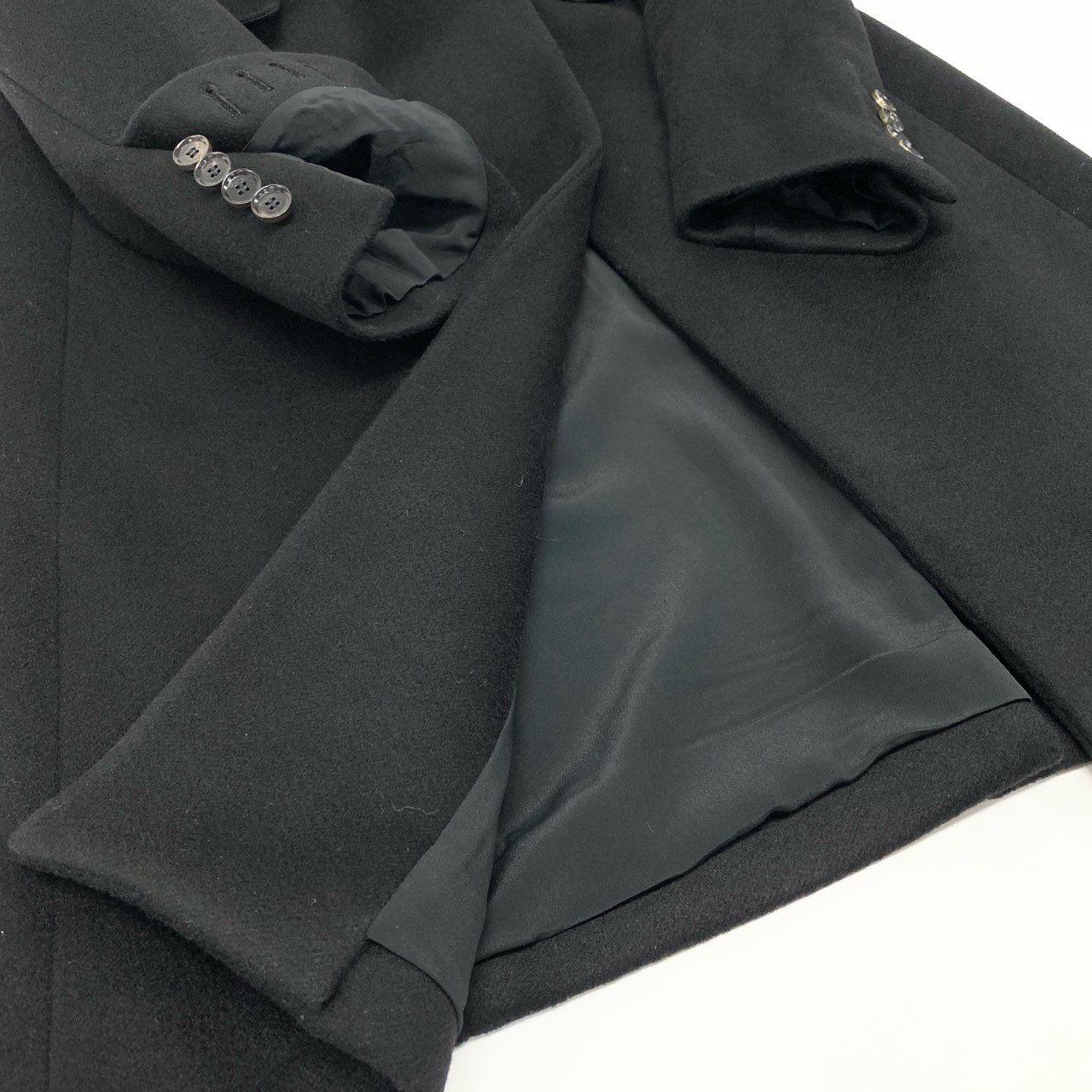 24k28《美品》 Salvatore Ferragamo サルヴァトーレフェラガモ チェスターコート ロングコート レザーベルト 38 ブラック カシミヤ100 レディース イタリア製u02t