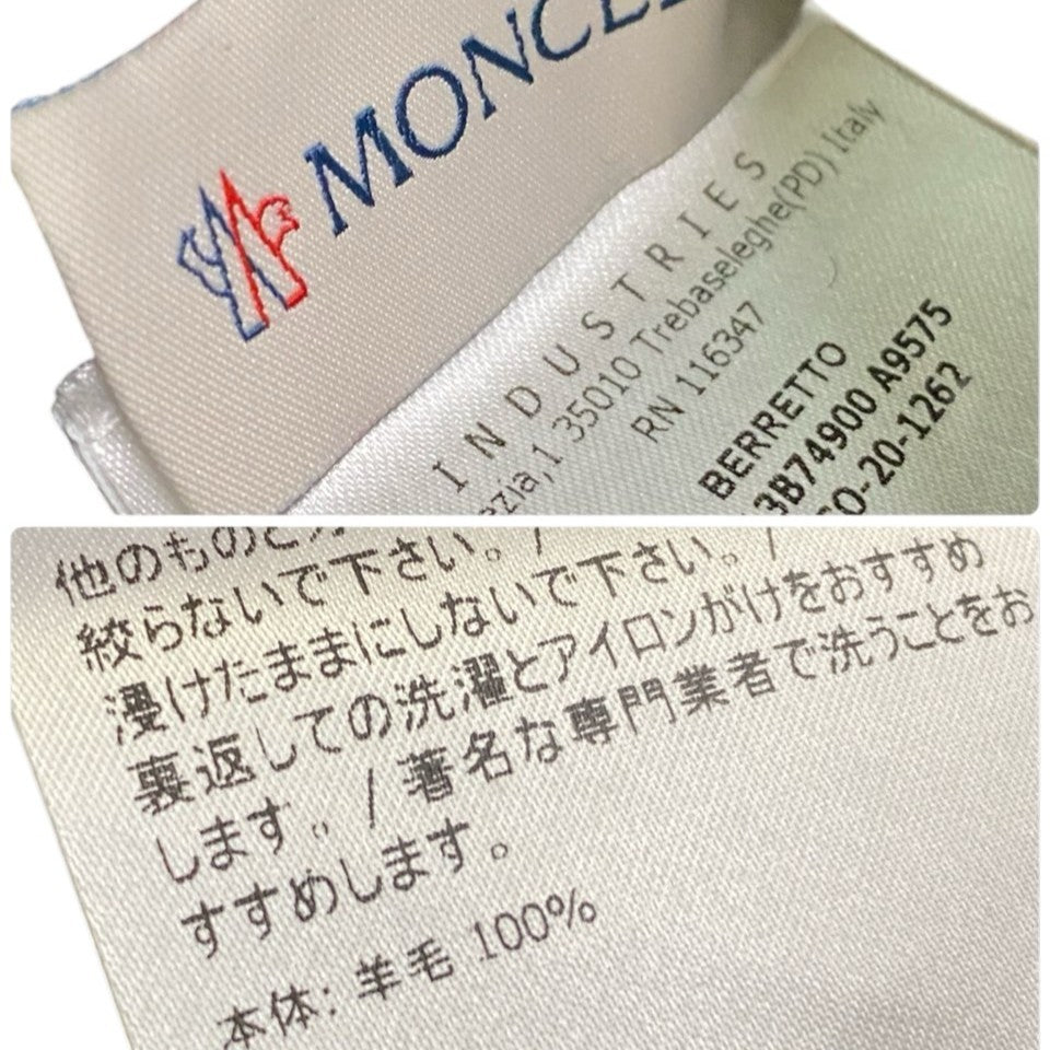 b23 MONCLER モンクレール ニットキャップ ニット帽 トリコロール ロゴパッチ ユニセックス 男女兼用 A9575 ネイビー ヴァージンウール100％