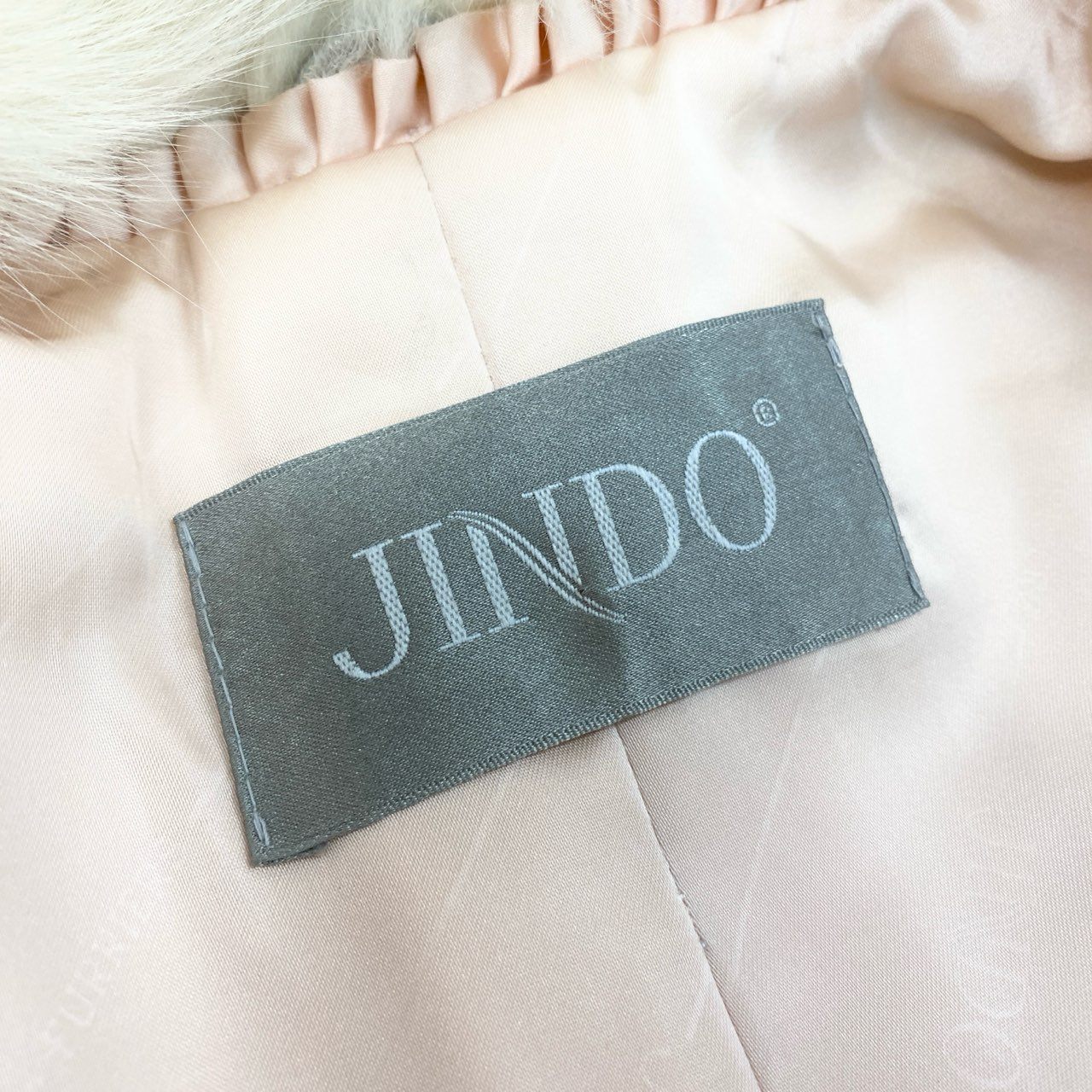 54L4 JINDO SAGA FOX サガフォックス 銀サガ ブルーフォックス セミロングコート サイズL ホワイト 最高級本毛皮 FOX FUR リアルファーt18r