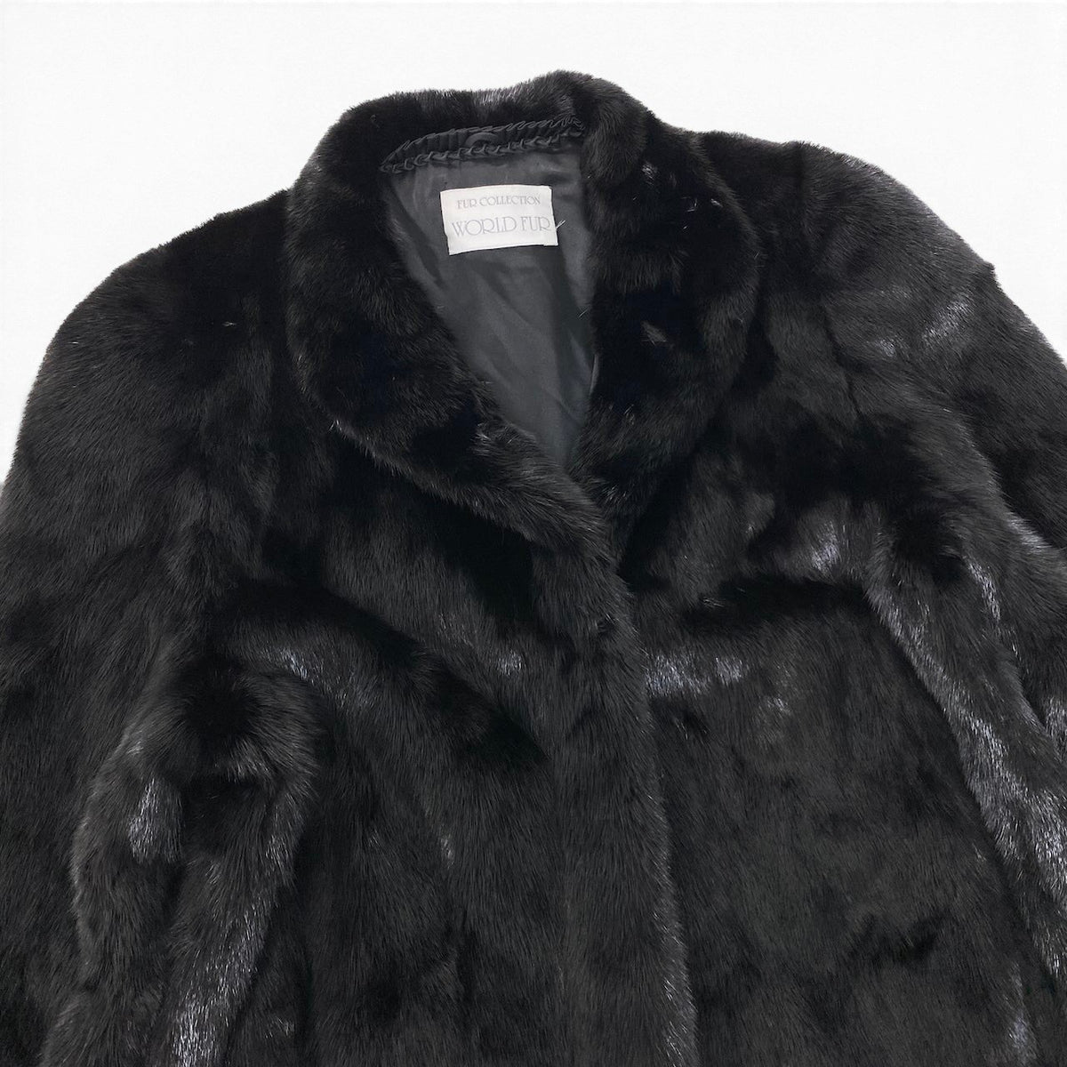12i21 ダークミンク ファーコート サイズF ブラック 最高級本毛皮 Dark Mink Fur Coat リアルファーt18r