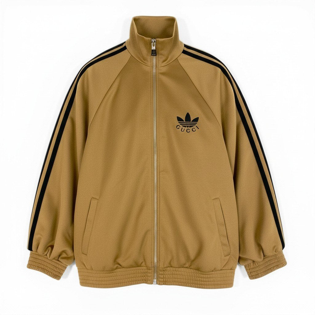 Md7 【新品保管品】GUCCI グッチ × adidas アディダス トラックジャケット  ジャージージップジャケット アウター XSサイズ ベージュ メンズ 男性用o07t
