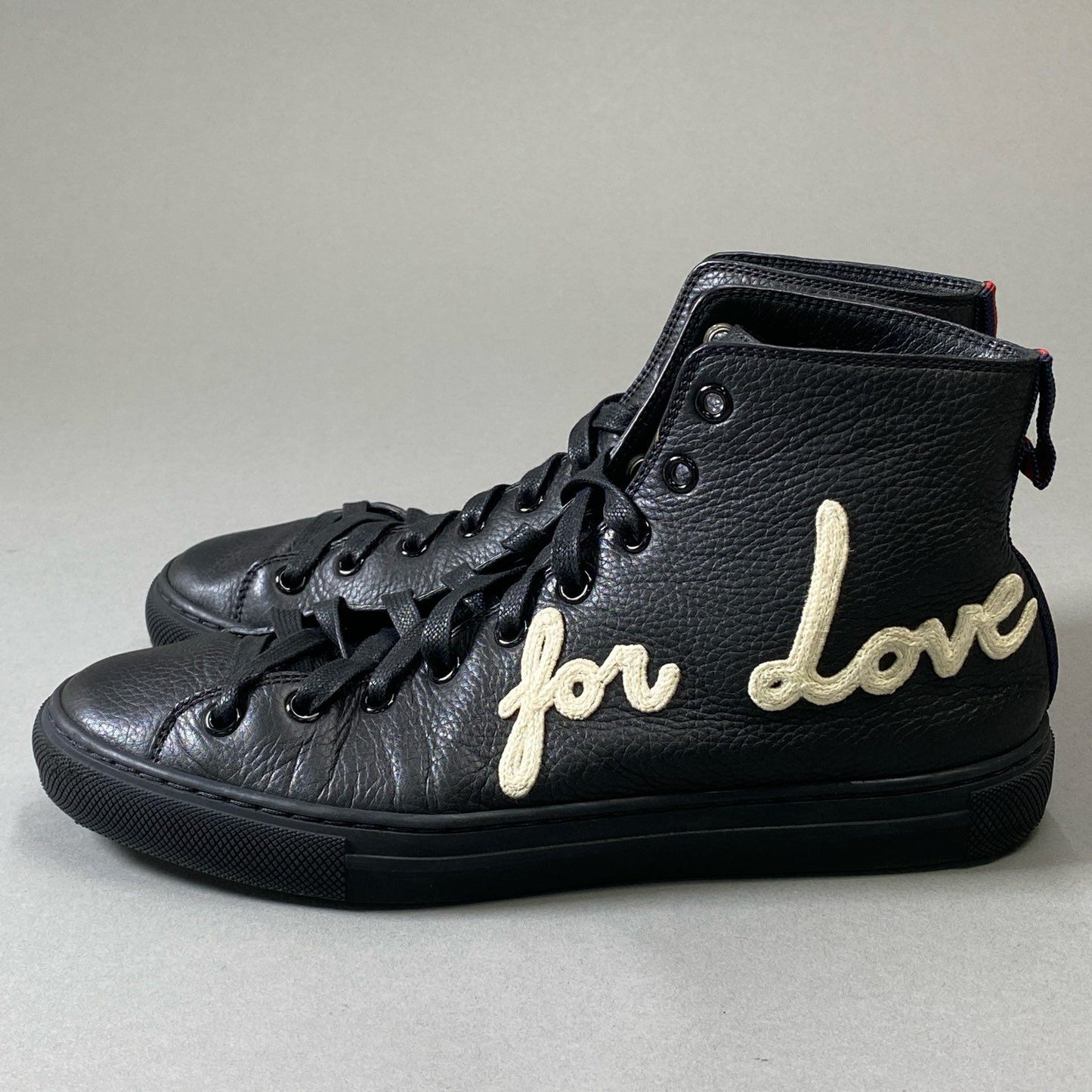 3i30 《美品》 GUCCI グッチ Blind for LOVE シュリーライン タイガーヘッド ハイカットスニーカー シューズ 449992 5サイズ ブラック カーフレザー メンズt18r