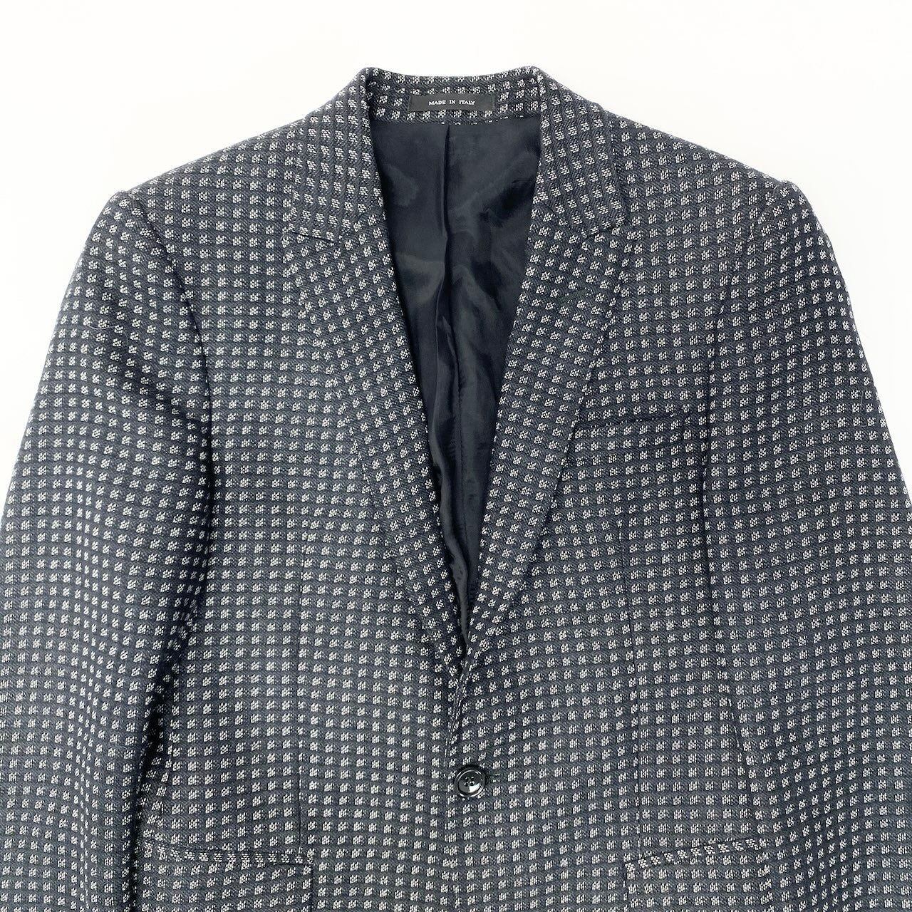 22e7 EMPORIO ARMANI エンポリオアルマーニ DAVID LINE テーラードジャケット シングル 1B 総柄 サイズ48 ネイビー メンズ 紳士服u02t