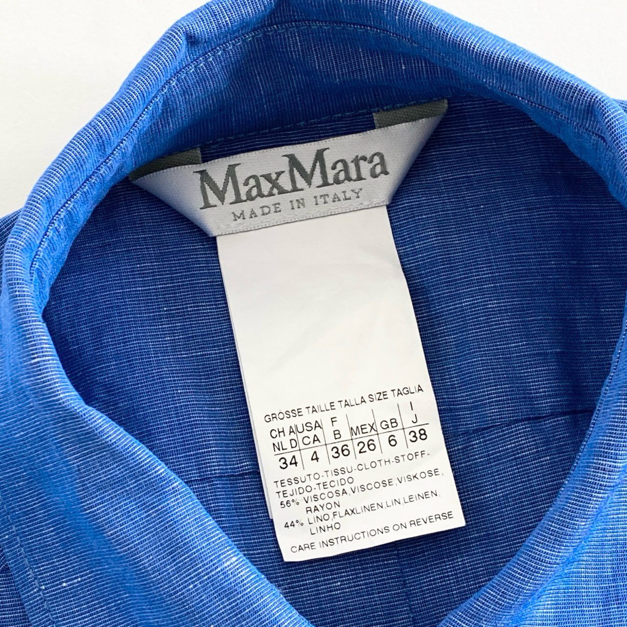 44i6 イタリア製 Max Mara マックスマーラ ノースリーブワンピース シャツワンピース ウエストタックプリーツ切替 12211312 サイズ38 ブルー レディース