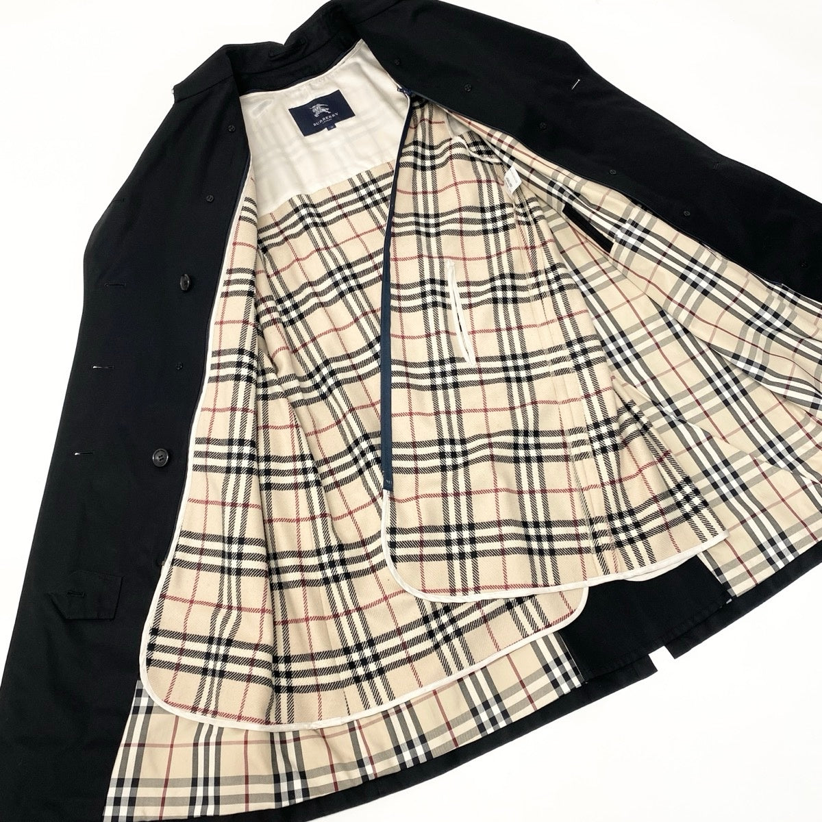 42e13 《極美品》 BURBERRY LONDON バーバリー ノバチェック トレンチコート ライナー着脱可 サイズ13 ブラック 女性用 レディースt18r