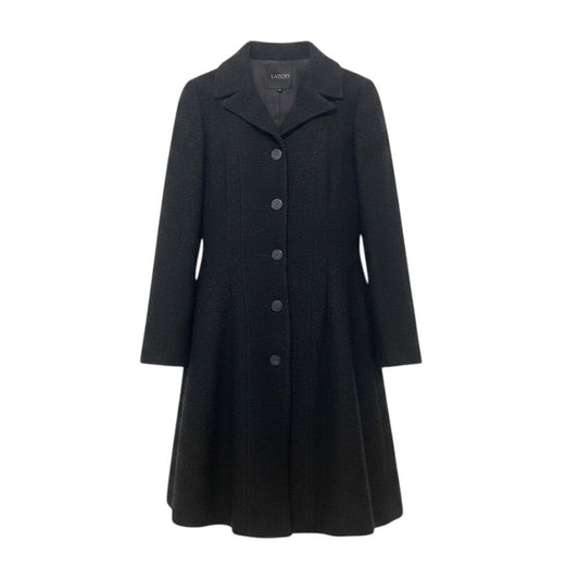 35h31 LANVIN COLLECTION ランバンコレクション Aライン ツイードコート ロングコート サイズ40 ブラック レディースu02t