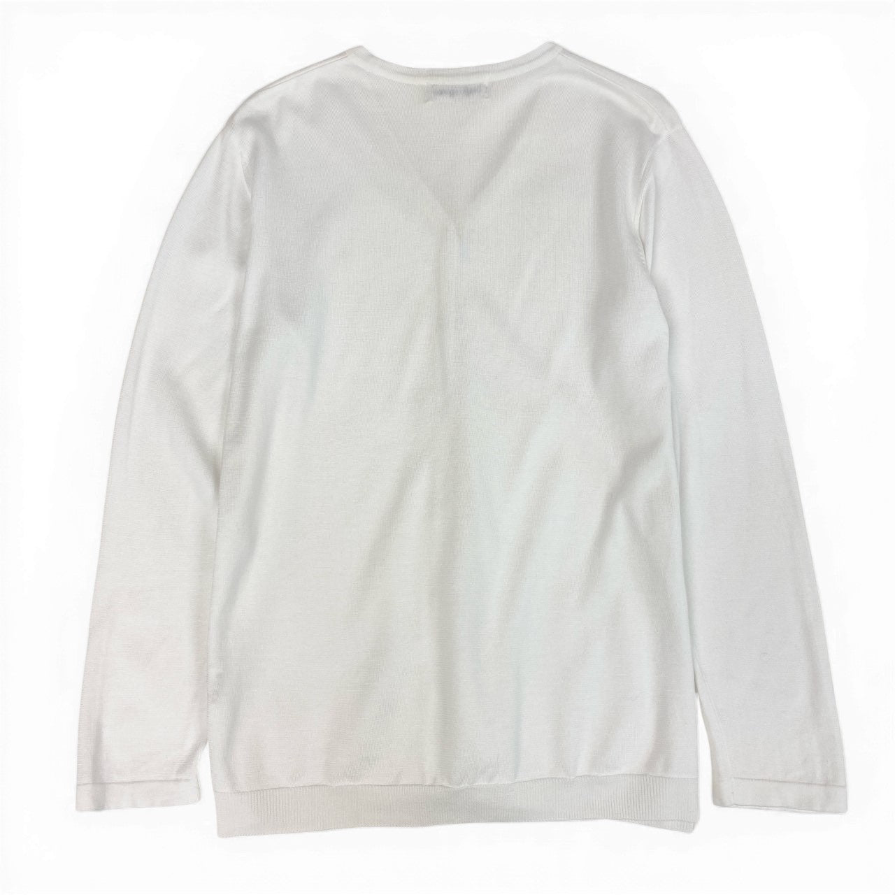 Id10 YVES SAINT LAURENT イヴサンローラン YSLロゴ Vネック ニットカーディガン トップス M ホワイト コットンu02t