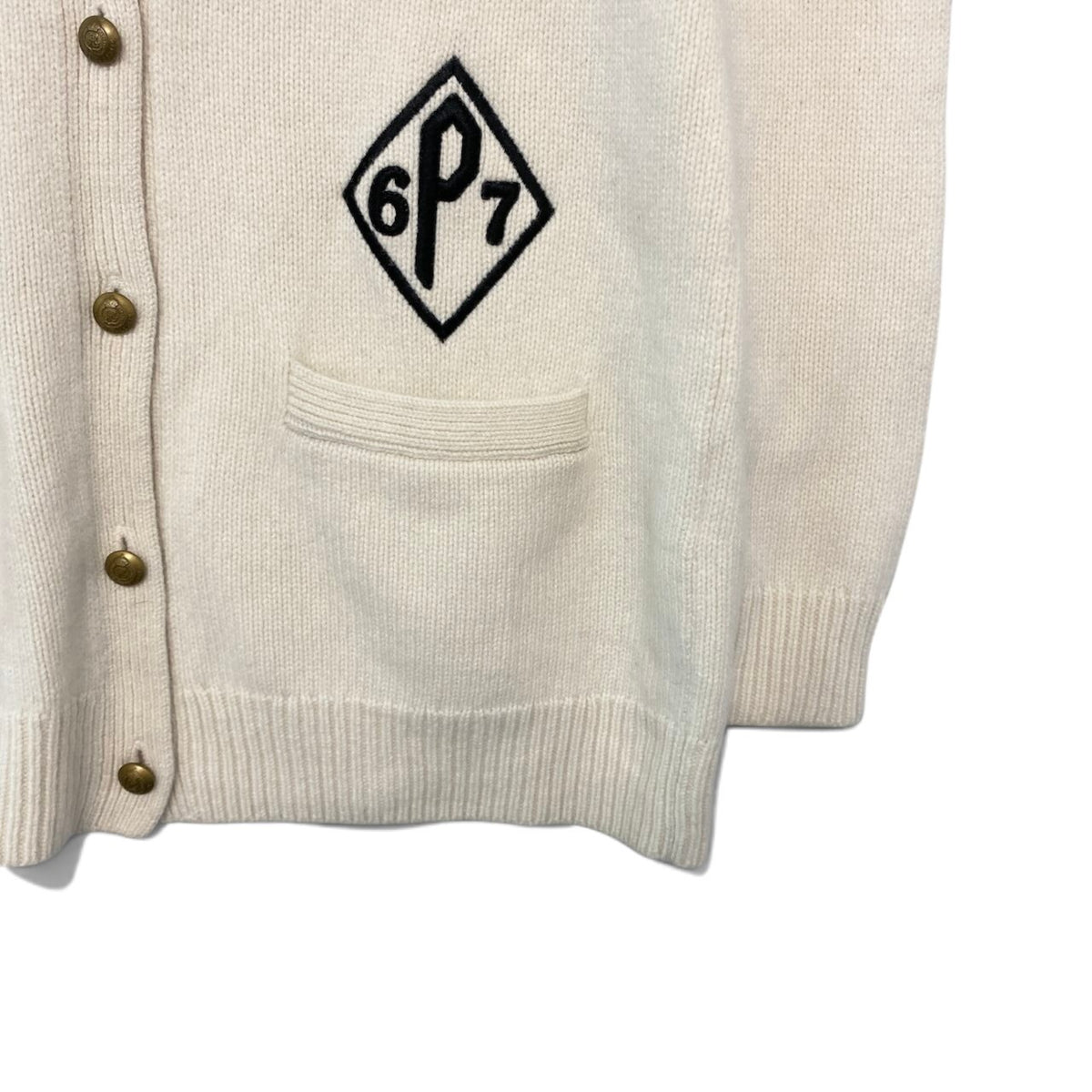 61i14 POLO RALPH LAUREN ポロラルフローレン ニットカーディガン ロゴ刺繍 ゴールドボタン XXSサイズ アイボリー ウール100％ レディース 女性用u02t